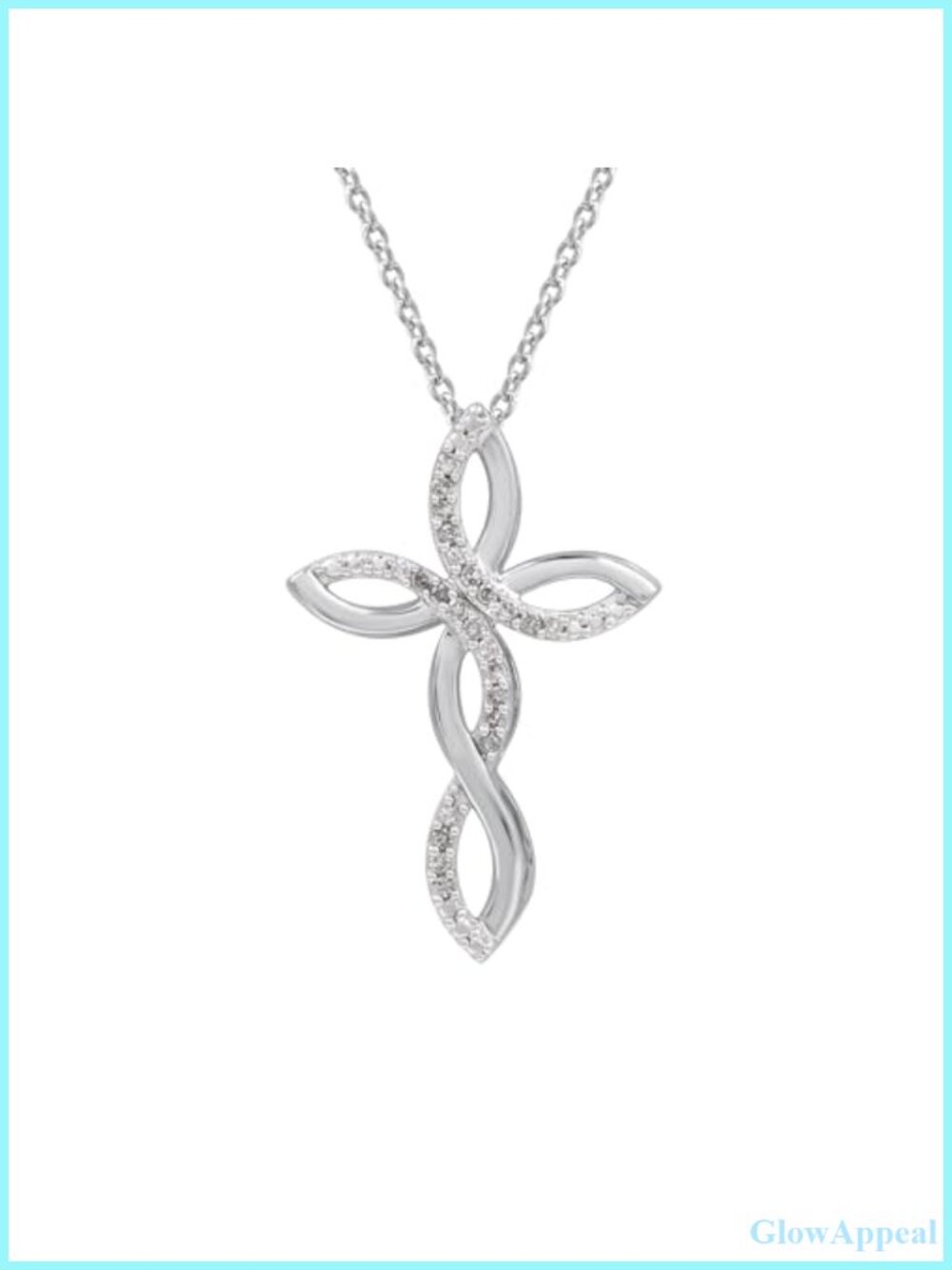 925 Sterling Silver Diamond Infinity Twist Cross Pendant Necklace 18"
